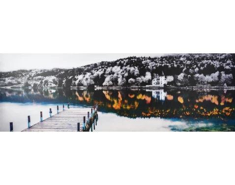 E-shop Obraz na plátne Krajina 150x50 cm, čiernobiela/farebná%