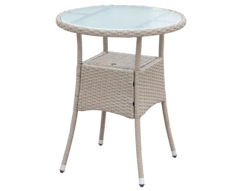 Okrúhly záhradný stolík Alford, 60 cm, béžový%
