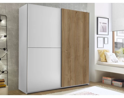 Šatníková skriňa Berno, 170 cm, biela/dub%