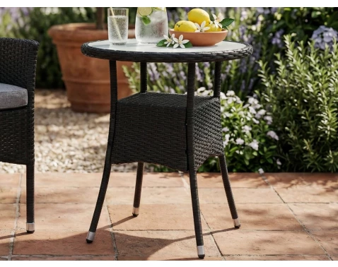 Okrúhly záhradný stolík Alford, 60 cm, čierny%