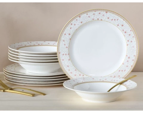 Jedálenský servis (12 dielov) Emilia, kvetinový vzor%