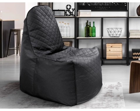 E-shop Sedací vak Gamer Nest, čierna látka/čierna ekokoža%