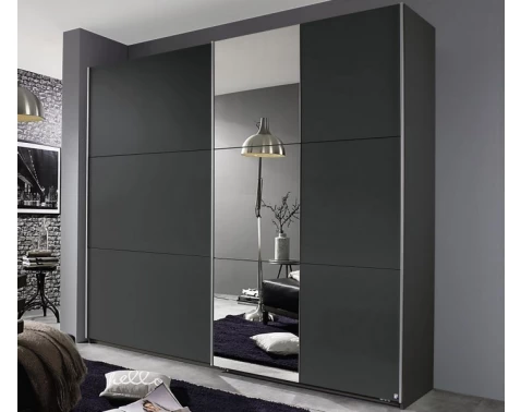 Šatníková skriňa Kronach, 175 cm, šedá/zrkadlo%