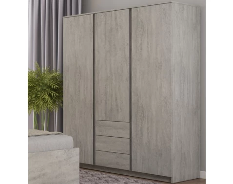 E-shop Šatníková skriňa Carlos, šedý beton, 152 cm%