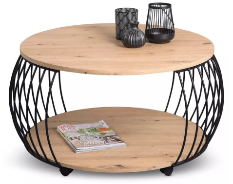 E-shop Okrúhly konferenčný stolík Peking 80 cm, dub artisan%