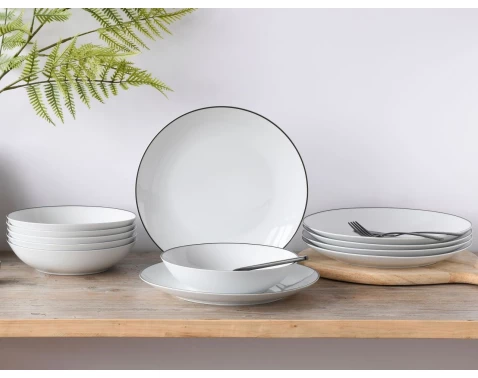 Jedálenský servis (12 dielov) Luna Black Line%