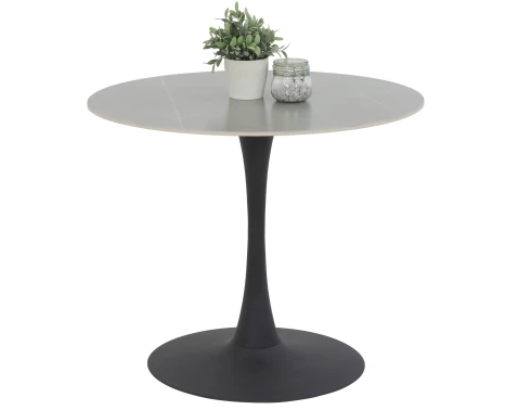 Okrúhly jedálenský stôl Paola, 90 cm, šedá imitácia mramoru%