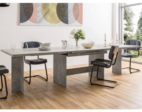 Veľký rozkladací jedálenský stôl Ancona 160x90 cm, šedý beton%
