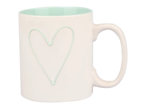 E-shop Hrnček Srdce 600 ml, bielo/zelená mätová%