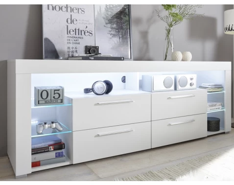 E-shop TV stolík Goal 179 cm, biely, s osvetlením%