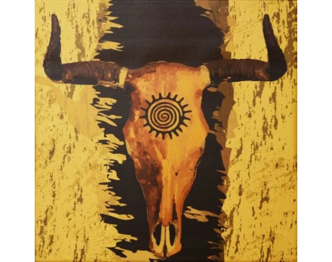 E-shop Obraz na stenu Boho býčia lebka, 65x65 cm%
