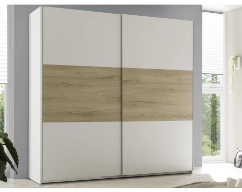E-shop Šatníková skriňa Kiara 215 cm, biela/dub baysen%