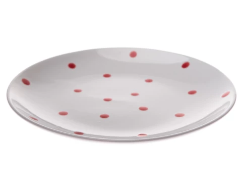 E-shop Plytký tanier 26,5 cm, biely s bodkami%