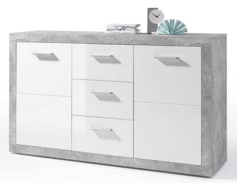 Komoda Stone 147 cm, betón/biela%