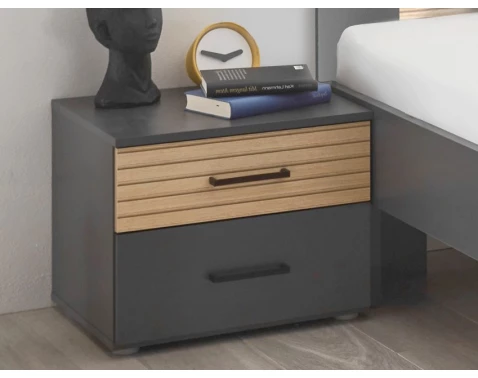 Nočný stolík Laurie, grafit/dub%