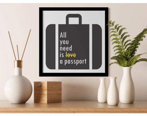 E-shop Rámovaný obraz Cestovný kufor s textom, 30x30 cm%