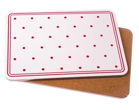E-shop Korkové prestieranie (2 ks) 29x21 cm, biele s bodkami%