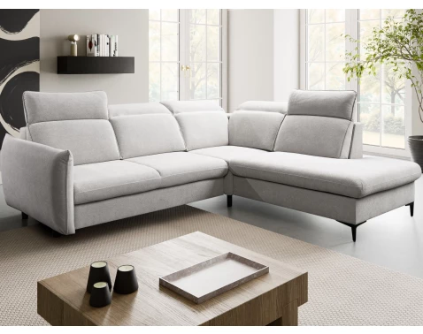 Rohová sedacia súprava Glow, svetlo šedá látka, pravý roh%