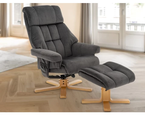E-shop Relaxačné kreslo s taburetom Merita, antracitová látka%
