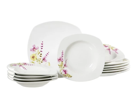 Jedálenský servis  (12 dielov) Malve, motív letné kety%