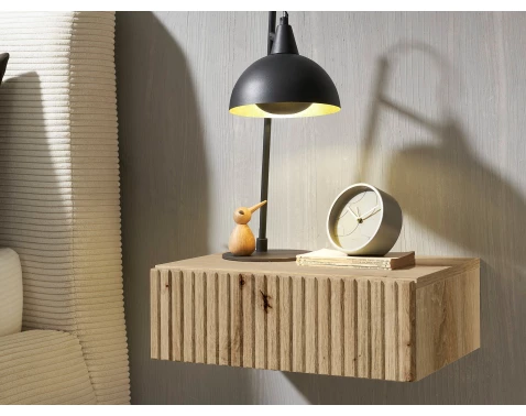 E-shop Nástenný nočný stolík s 1 zásuvkou Taboni, dub artisan%