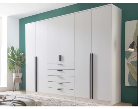 E-shop Šatníková skriňa so zásuvkami Marc, 270 cm, biela%