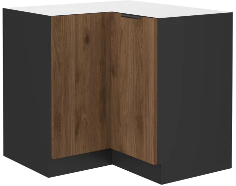 E-shop Dolná rohová kuchynská skrinka Monza, 90/90 cm, orech/čierna%