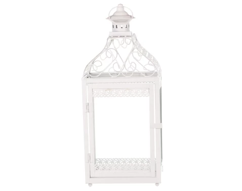 Kovový lampáš Mirja 50 cm, biela antik%