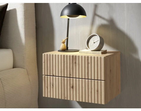 E-shop Nástenný nočný stolík s 2 zásuvkami Taboni, dub artisan%