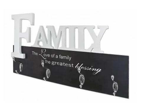 E-shop Nástenný vešiakový panel Family, biely/čierny%