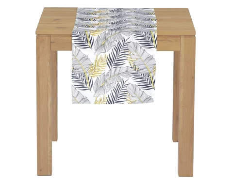 Behúň na stôl 40x150 cm, listy, biely%