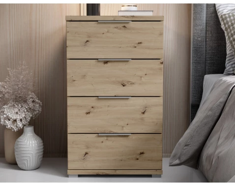 E-shop Nočný stolík/skrinka so 4 zásuvkami Smilla, výška 79 cm, dub artisan%