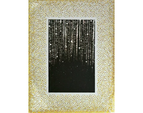 E-shop Fotorámik sklenený 10x15 cm, zlaté trblietavé bodky%