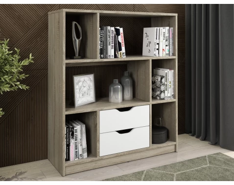 E-shop Nízky regál/knižnica Sten Mini, dub sonoma/biela%