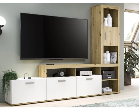 Obývacia stena Jacky, dub artisan/biela%