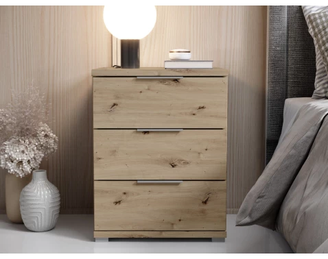 Nočný stolík s 3 zásuvkami Smilla, výška 61 cm, dub artisan%