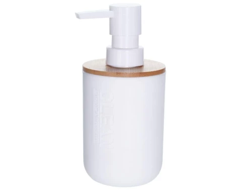 E-shop Kúpeľňový dávkovač mydla biely/bambus%