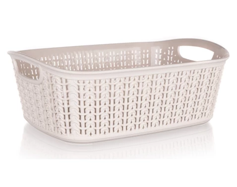 Úložný košík 3 l, krémový, ratanový vzhľad%