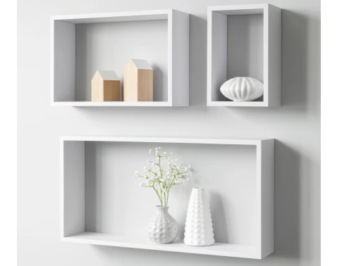 E-shop Sada nástenných regálov (3 ks) Shelvy Rec, biela%