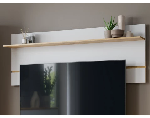 E-shop Nástenný panel s policou Foggia 188 cm, dub artisan/biela%