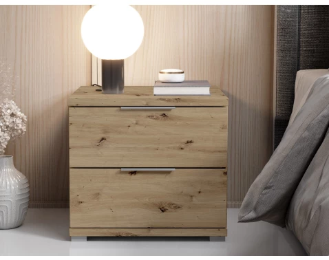 Nočný stolík s 2 zásuvkami Smilla, výška 43 cm, dub artisan%