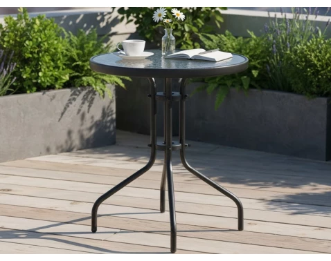 Asko - Nábytok Okrúhly Záhradný Stôl Plano, Priemer 60 Cm, Čierny%