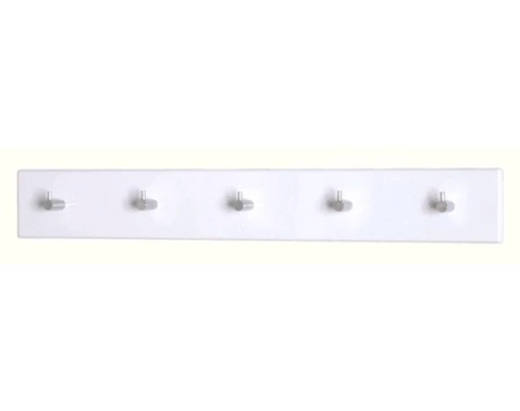 E-shop Nástenný vešiak Edmond 5 háčikov, biely lesk%