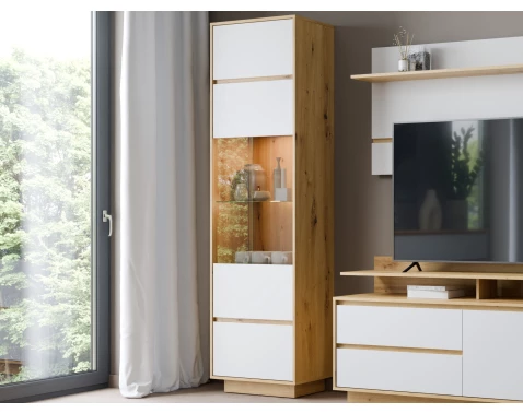 E-shop Vysoká vitrína Foggia, 59 cm, dub artisan/biela%