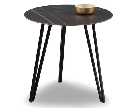 E-shop Okrúhly stolík Liv, 50 cm, imitácia tmavého mramoru%