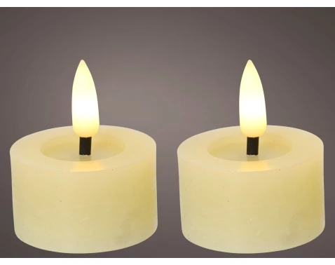 E-shop LED čajová sviečka (2 ks) Lumineo 4,4x5,2 cm, krémová vosková%