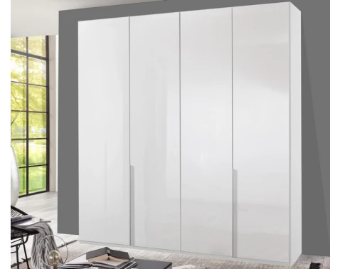 E-shop Šatníková skriňa New York D, 180 cm, biela / biely lesk%