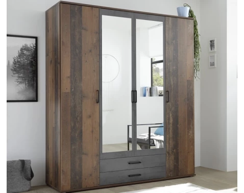 E-shop Šatníková skriňa Chicago, 159 cm, vintage optika%
