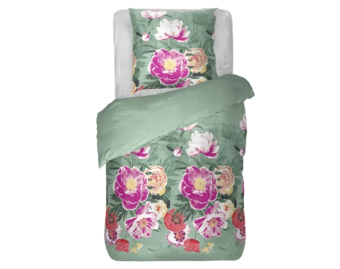 E-shop Obliečky Gloria 140x200 cm, kvetinové zelené, bavlnený satén%