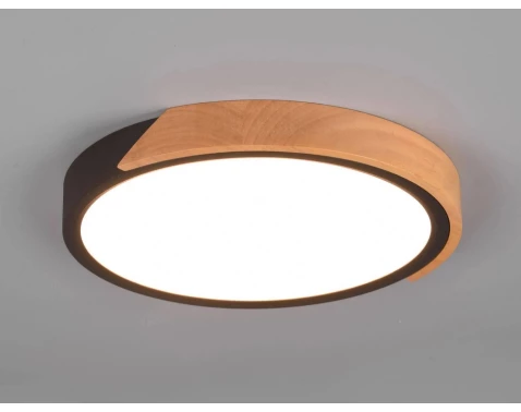 E-shop Stropné LED osvetlenie Jano 31 cm,drevo/čierny kov, okrúhle%